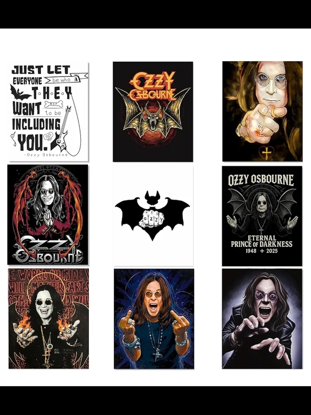 BigWig Prints Ozzy Osbourne Poster Set - 9 Unframed 8x10 Prints